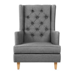 Artiss Rocking Chair Armchair Linen Fabric Grey Gaia - Furniture > Bar Stools & Chairs > Arm Chairs & Recliners