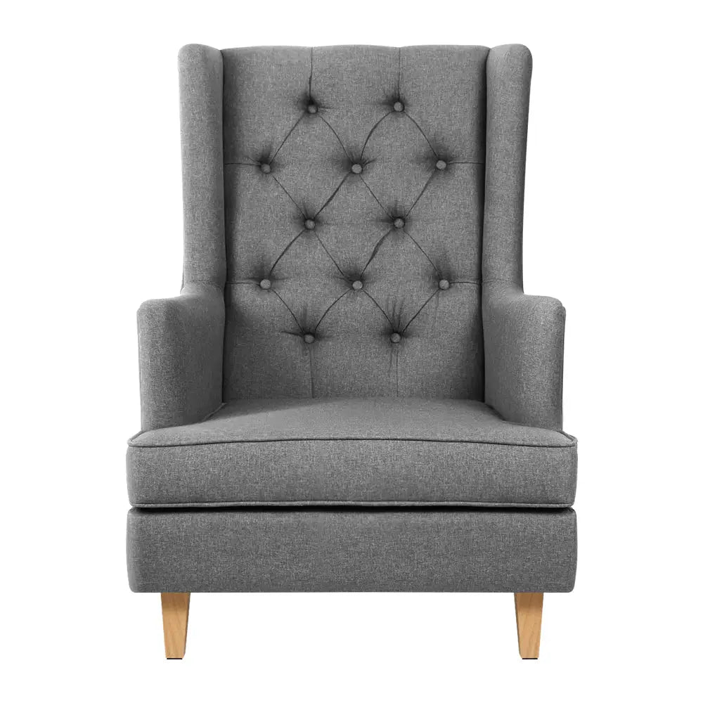Artiss Rocking Chair Armchair Linen Fabric Grey Gaia - Furniture > Bar Stools & Chairs > Arm Chairs & Recliners