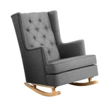 Artiss Rocking Chair Armchair Linen Fabric Grey Gaia - Furniture > Bar Stools & Chairs > Arm Chairs & Recliners