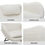 Artiss Rocking Chair Armchair Pillow Boucle White - Furniture > Bar Stools & Chairs > Arm Chairs & Recliners