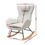 Artiss Rocking Chair Armchair Pillow Boucle White - Furniture > Bar Stools & Chairs > Arm Chairs & Recliners