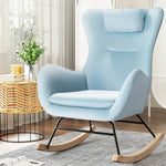 Artiss Rocking Chair Velvet Armchair Feeding Chair Blue - Furniture > Bar Stools & Chairs