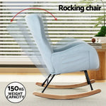 Artiss Rocking Chair Velvet Armchair Feeding Chair Blue - Furniture > Bar Stools & Chairs
