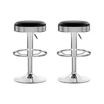 Artiss Set of 2 Backless PU Leather Bar Stools - Black and Chrome - Furniture > Bar Stools & Chairs