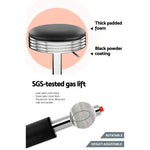 Artiss Set of 2 Backless PU Leather Bar Stools - Black and Chrome - Furniture > Bar Stools & Chairs