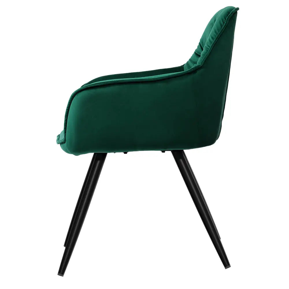 Artiss Set of 2 Calivia Dining Chairs Kitchen Chairs Upholstered Velvet Green - Furniture > Dining