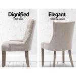 Artiss Set of 2 Dining Chair Beige CAYES French Provincial Chairs Wooden Fabric Retro Cafe - Furniture > Dining