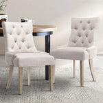 Artiss Set of 2 Dining Chair Beige CAYES French Provincial Chairs Wooden Fabric Retro Cafe - Furniture > Dining