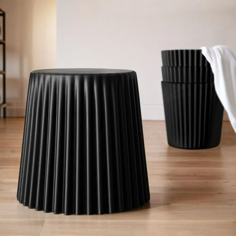 Artiss Set of 4 Cupcake Bar Stools Stackable Foot Stools Black - Furniture > Bar Stools & Chairs > Table & Bar Stools