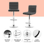 Artiss Set of 4 PU Leather Lined Pattern Bar Stools- Grey and Chrome - Furniture > Bar Stools & Chairs > Table & Bar