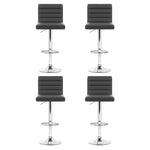 Artiss Set of 4 PU Leather Lined Pattern Bar Stools- Grey and Chrome - Furniture > Bar Stools & Chairs > Table & Bar