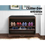 Artiss Shoe Bench Shoe Cabinet 15 Pairs Walnut Kyla - Furniture > Living Room