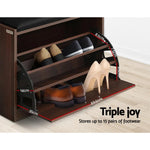 Artiss Shoe Bench Shoe Cabinet 15 Pairs Walnut Kyla - Furniture > Living Room