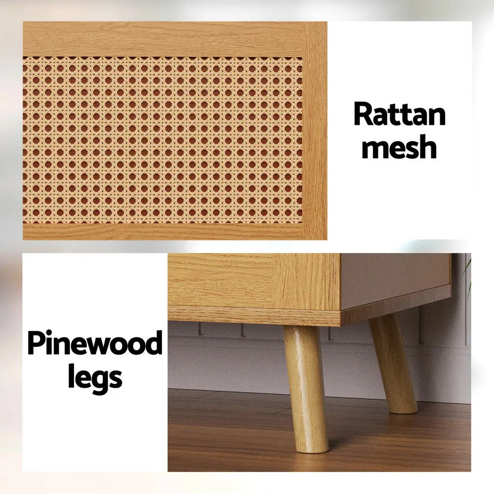 Artiss Shoe Bench Up to 10 Pairs Rattan Starlyn - Furniture > Bedroom