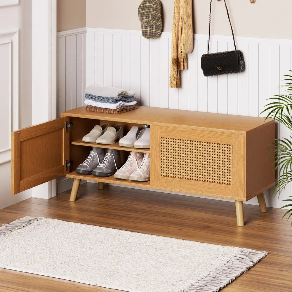 Artiss Shoe Bench Up to 10 Pairs Rattan Starlyn - Furniture > Bedroom