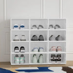 Artiss Shoe Box Set of 12 Storage Case Stackable Plastic Shoe Cabinet Cube White - Furniture > Bedroom