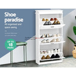 Artiss Shoe Cabinet 18 Pairs 3-tier White Sena - Furniture > Living Room