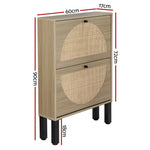 Artiss Shoe Cabinet 2 Drawers Rattan 6 Pairs - Home & Garden > Storage