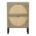 Artiss Shoe Cabinet 2 Drawers Rattan 6 Pairs - Home & Garden > Storage