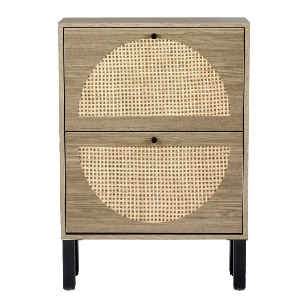 Artiss Shoe Cabinet 2 Drawers Rattan 6 Pairs - Home & Garden > Storage