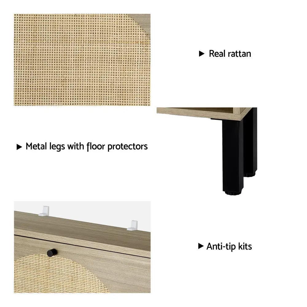 Artiss Shoe Cabinet 2 Drawers Rattan 6 Pairs - Home & Garden > Storage