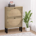 Artiss Shoe Cabinet 2 Drawers Rattan 6 Pairs - Home & Garden > Storage