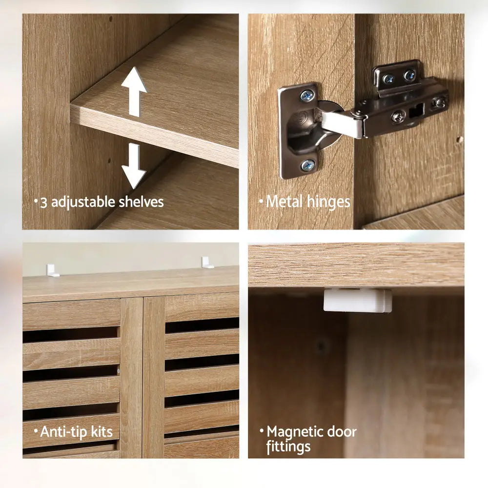 Artiss Shoe Cabinet 30 Pairs Adjustable Shelf - Home & Garden > Storage