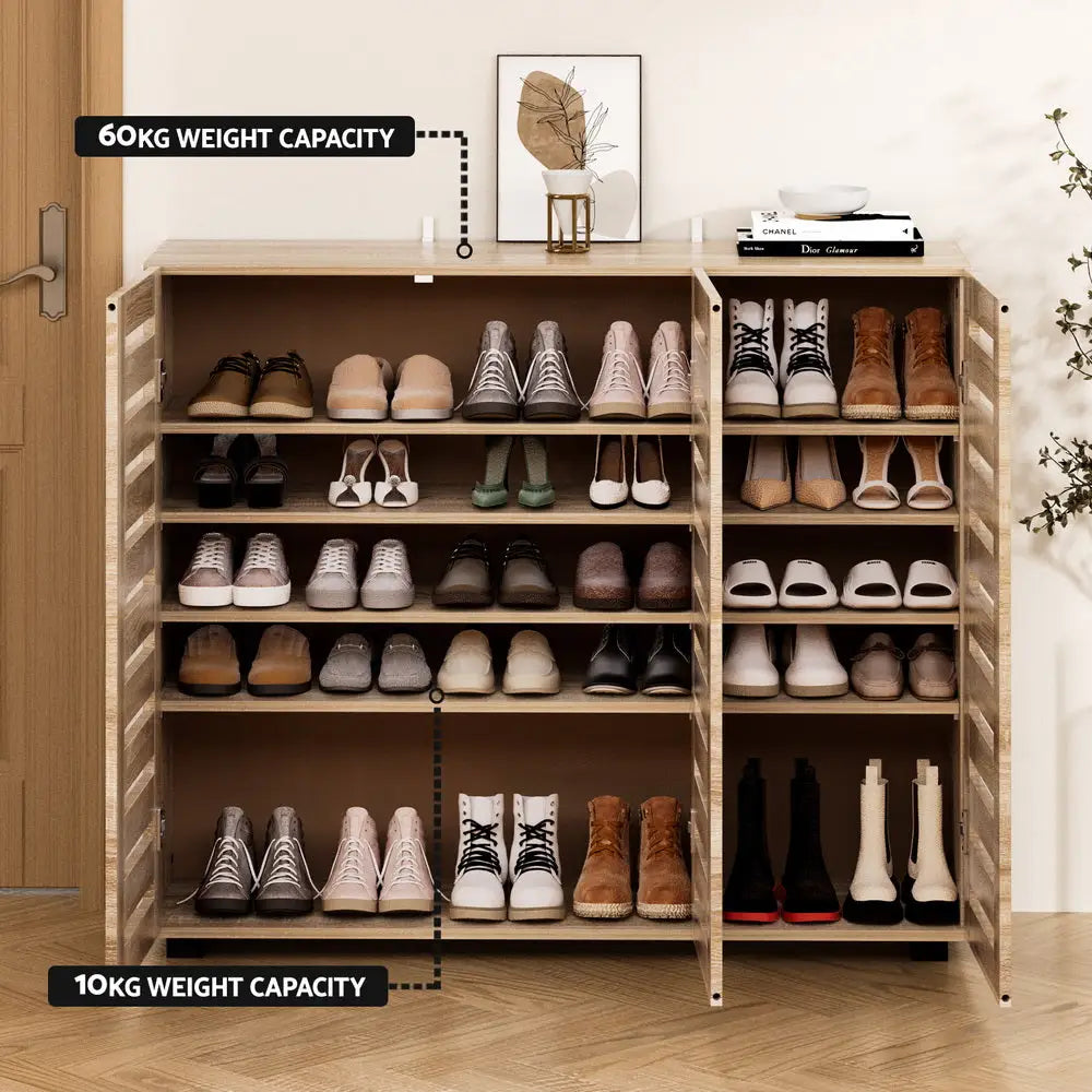 Artiss Shoe Cabinet 30 Pairs Adjustable Shelf - Home & Garden > Storage