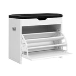 Artiss Shoe Cabinet Bench Shoes Organiser Storage Rack Cupboard White 15 Pairs - Furniture > Living Room