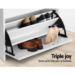 Artiss Shoe Cabinet Bench Shoes Organiser Storage Rack Cupboard White 15 Pairs - Furniture > Living Room