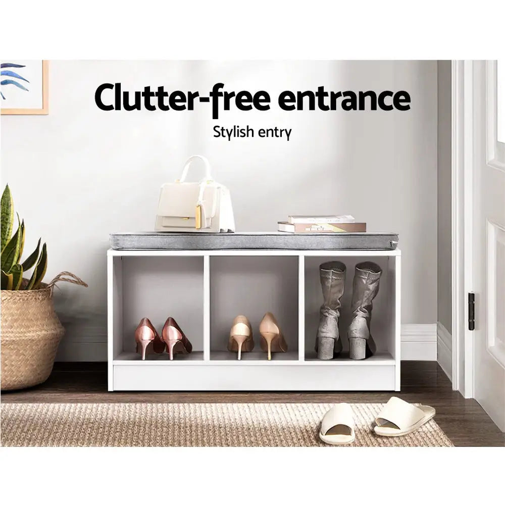 Artiss Shoe Cabinet Bench Shoes Organiser Storage Rack Shelf White Box Seat - Furniture > Living Room