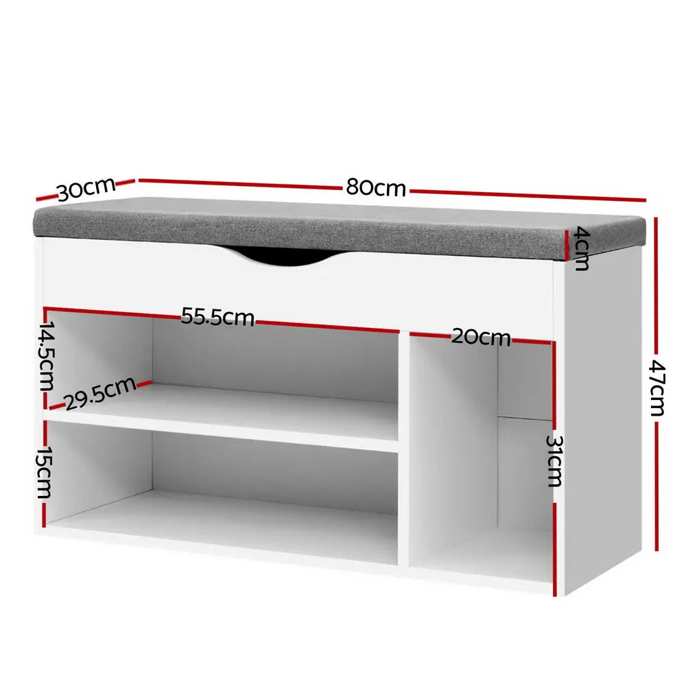 Artiss Shoe Cabinet Bench Shoes Organiser Storage Rack Shelf White Cupboard Box - Furniture > Living Room