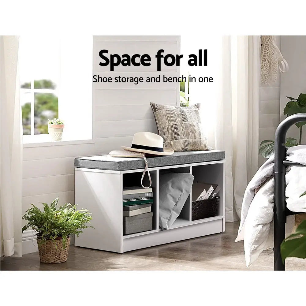 Artiss Shoe Cabinet Bench Shoes Organiser Storage Rack Shelf White Box Seat - Furniture > Living Room