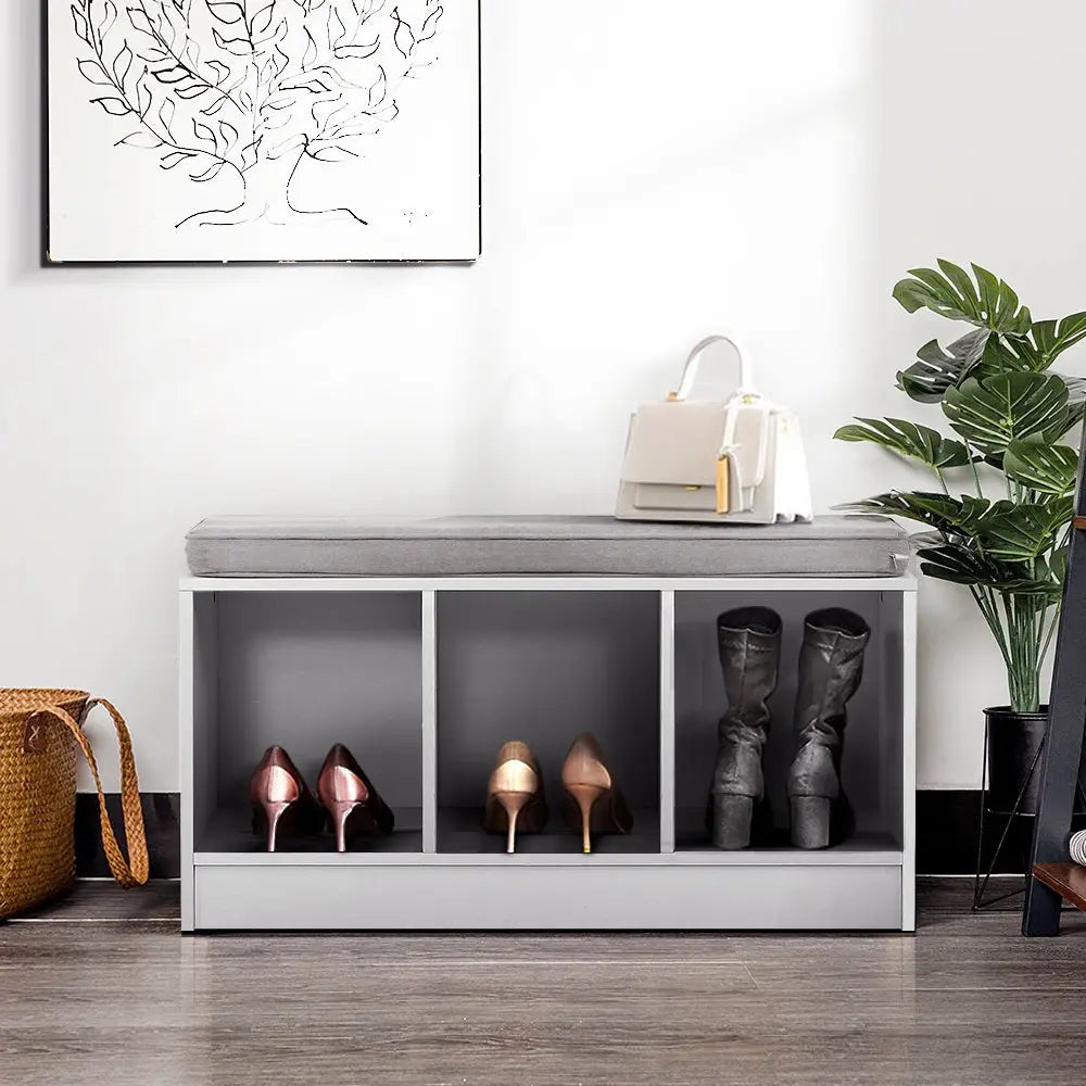 Artiss Shoe Cabinet Bench Shoes Organiser Storage Rack Shelf White Box Seat - Furniture > Living Room