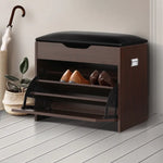 Artiss Shoe Cabinet Bench Shoes Organiser Storage Rack Wooden Cupboard 15 Pairs - Furniture > Living Room