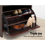 Artiss Shoe Cabinet Bench Shoes Organiser Storage Rack Wooden Cupboard 15 Pairs - Furniture > Living Room