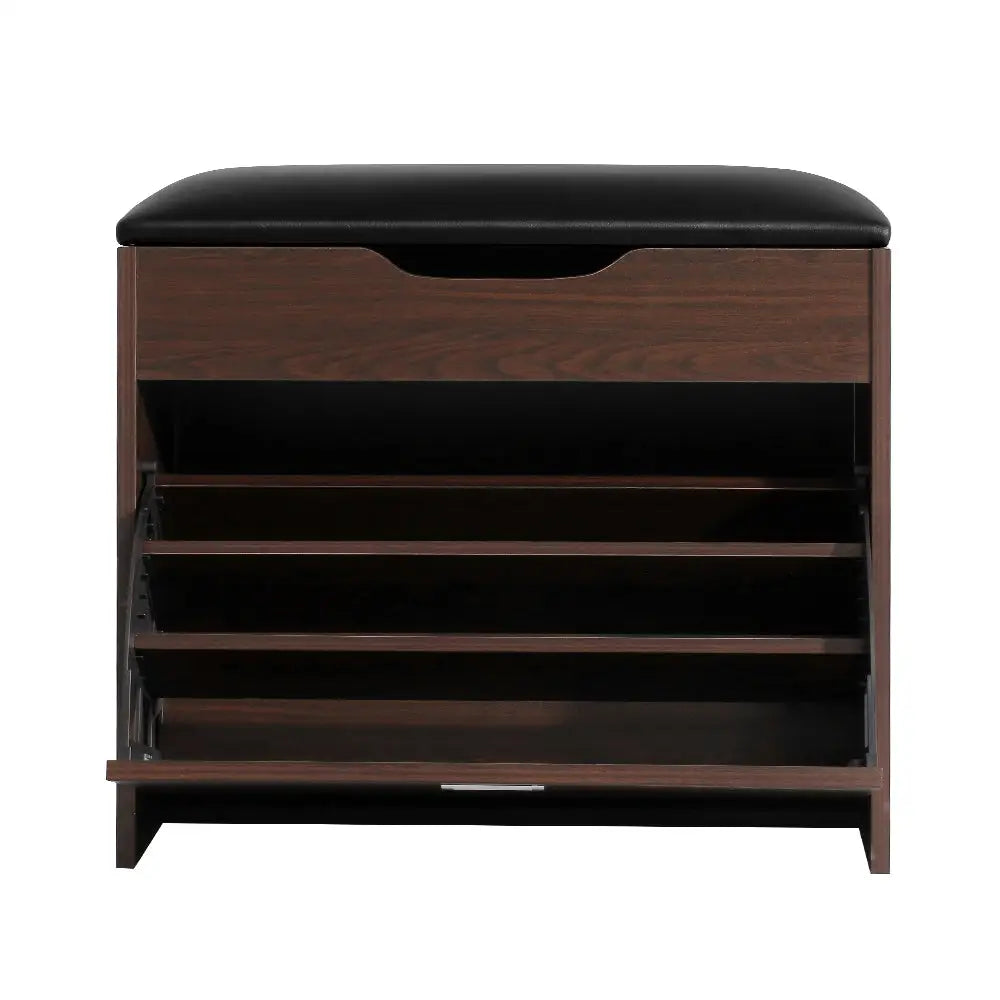 Artiss Shoe Cabinet Bench Shoes Organiser Storage Rack Wooden Cupboard 15 Pairs - Furniture > Living Room