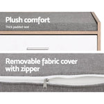 Artiss Shoe Cabinet Bench Shoes Storage Organiser Rack Fabric Seat Wooden Cupboard Up to 8 pairs - Furniture > Living