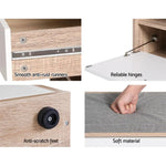 Artiss Shoe Cabinet Bench Shoes Storage Organiser Rack Fabric Seat Wooden Cupboard Up to 8 pairs - Furniture > Living