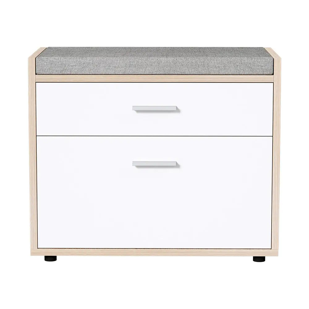 Artiss Shoe Cabinet Bench Shoes Storage Organiser Rack Fabric Seat Wooden Cupboard Up to 8 pairs - Furniture > Living
