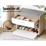 Artiss Shoe Cabinet Bench Shoes Storage Organiser Rack Fabric Seat Wooden Cupboard Up to 8 pairs - Furniture > Living