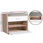 Artiss Shoe Cabinet Bench Shoes Storage Organiser Rack Fabric Seat Wooden Cupboard Up to 8 pairs - Furniture > Living
