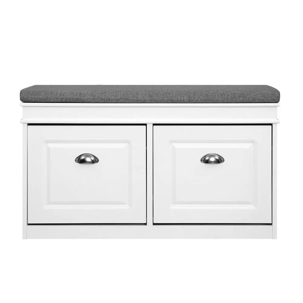 Artiss Shoe Cabinet Bench Shoes Storage Rack Organiser Drawer White Shelf 12 Pairs Box - Furniture > Living Room