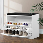 Artiss Shoe Cabinet Bench Shoes Storage Rack Organiser Drawer White 15 Pairs - Furniture > Living Room
