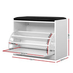 Artiss Shoe Cabinet Bench Shoes Storage Rack Organiser Drawer White 15 Pairs - Furniture > Living Room