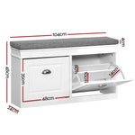 Artiss Shoe Cabinet Bench Shoes Storage Rack Organiser Drawer White Shelf 12 Pairs Box - Furniture > Living Room