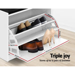 Artiss Shoe Cabinet Bench Shoes Storage Rack Organiser Drawer White 15 Pairs - Furniture > Living Room