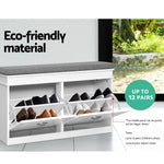 Artiss Shoe Cabinet Bench Shoes Storage Rack Organiser Drawer White Shelf 12 Pairs Box - Furniture > Living Room