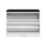Artiss Shoe Cabinet Bench Shoes Storage Rack Organiser Drawer White 15 Pairs - Furniture > Living Room