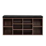 Artiss Shoe Cabinet Bench Shoes Storage Rack Organiser Shelf Cupboard Box Walnut - Furniture > Living Room